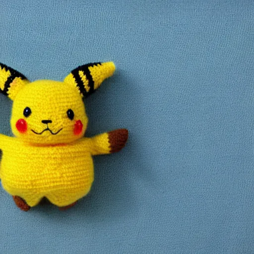 Prompt: a knitted Pikachu