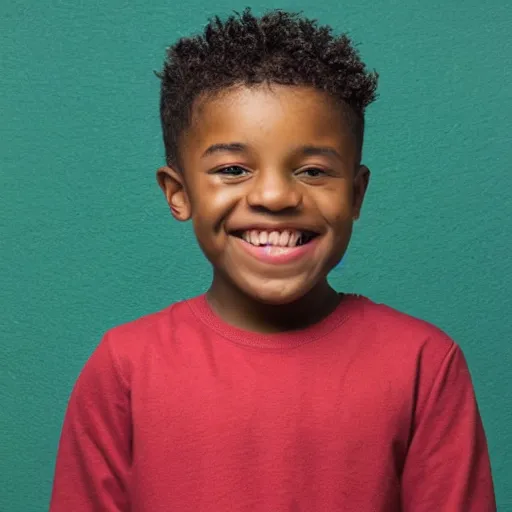 Image similar to portrait of a black boy smiling, studio portrait