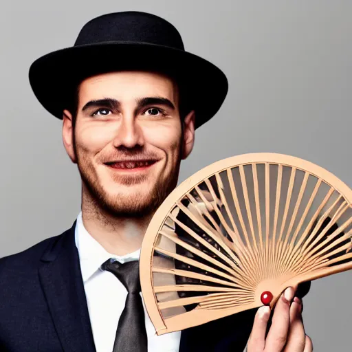 Prompt: a gentleman with a fan face