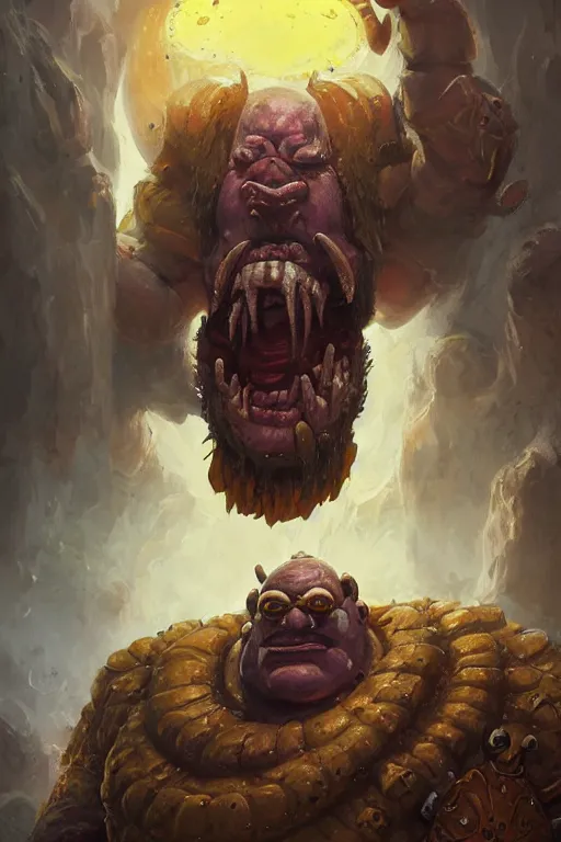 Prompt: Portrait of Homer Simpson as as Garrosh Hellscream from World of Warcraft, dark, intricate, highly detailed, smooth, artstation, digital illustration by Ruan Jia and Mandy Jurgens and Artgerm and Wayne Barlowe and Greg Rutkowski and Zdislav Beksinski