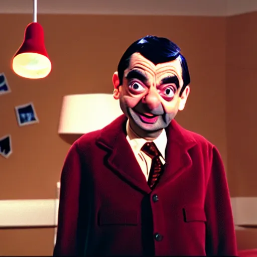 Image similar to mr. bean as ernie from ernie and bert. movie still. cinematic lighting.