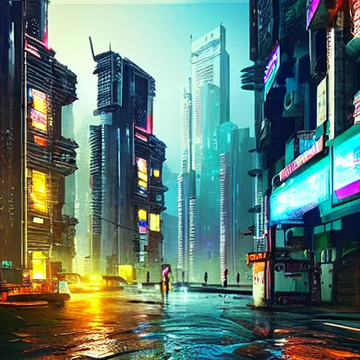 Image similar to cyberpunk city in India, rain, night, photorealistic