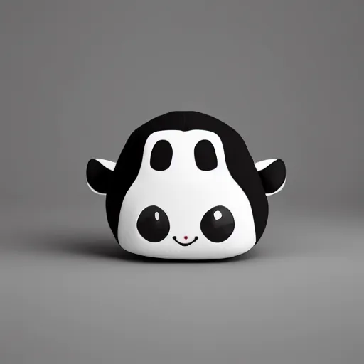 Image similar to cute fumo chibi plush steel imp, black and white with little hearts, soft shadow, vray