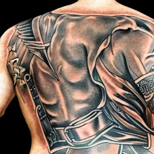 Prompt: picture of a brand new tattoo on my back of channing tatum, by j. c. leyendecker, tom of finland