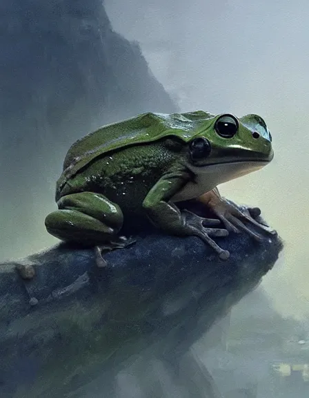 Image similar to a Jesus frog by Ruan Jia, oil on canvas, artstation, dramatic scenery, masterpiece, aesthetic