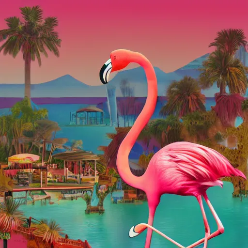 Image similar to the flamingo cafe, internetcore plunderphonic collage album cover, trending on artstation