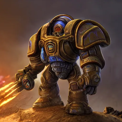 Prompt: starcraft marine dwarf intricate detail dramatic rtx on epic render dynamic lighting