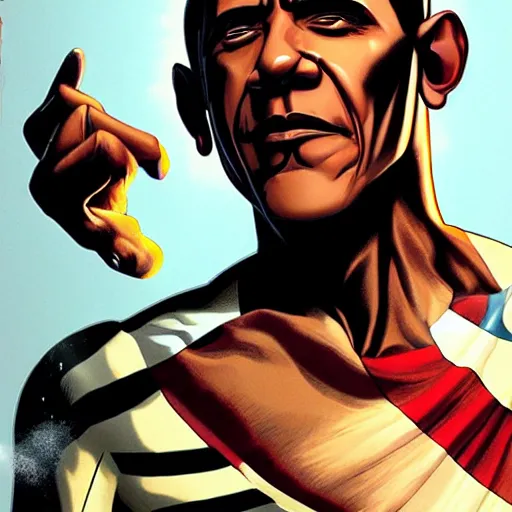 Image similar to barack obama as beast from x - men, graphic novel drawing by alex ross