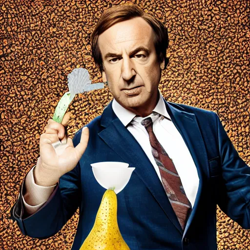 Image similar to saul goodman surrounded by pears