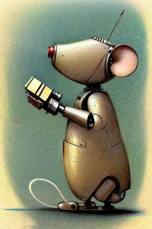 Prompt: ( ( ( ( ( 1 9 5 0 s retro robot mouse. muted colors. ) ) ) ) ) by jean - baptiste monge!!!!!!!!!!!!!!!!!!!!!!!!!!!!!!