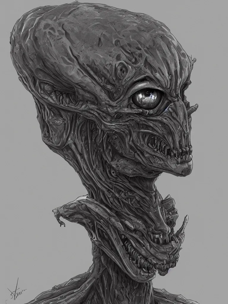 Image similar to a creepy alien looking creature, concept art, digital art, detailed