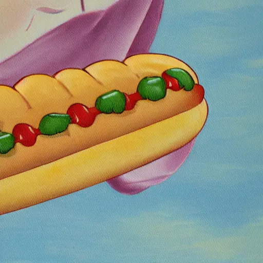 Image similar to beautiful vintage hot dog painting by isami kondo