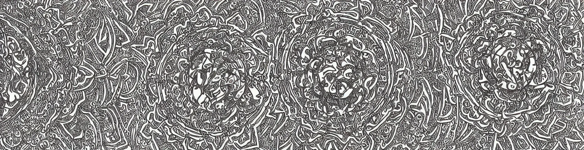 Image similar to mandala drawn in detail using the style of Kentaro Miura, high detail, maximalist, manga