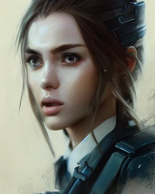 Image similar to Hyper realistic painting of a beautiful girl in a police uniform, hyper detailed, anime, by greg rutkowski, trending on artstation