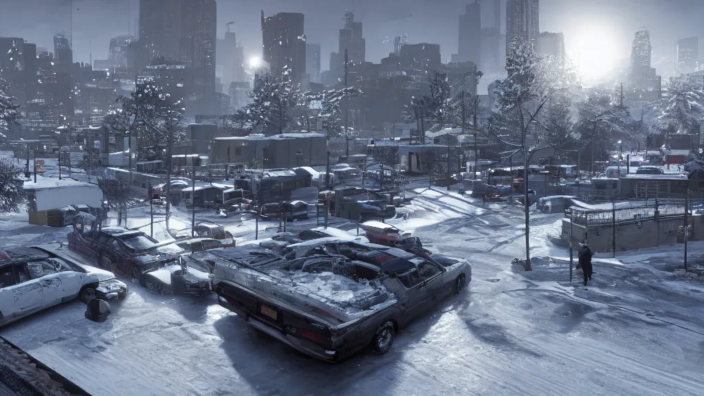 Image similar to Screenshot from Watchdogs, winter