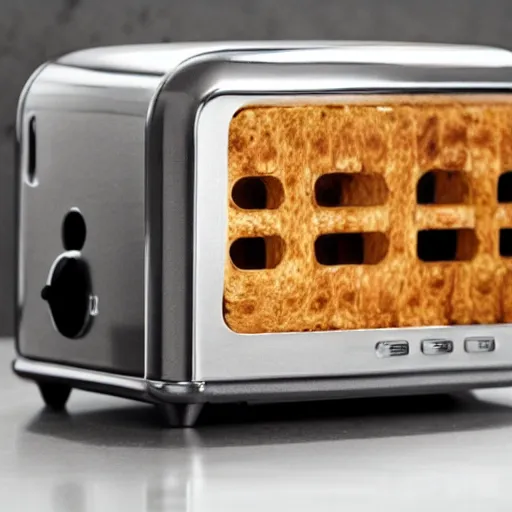 Prompt: a toaster made of toast