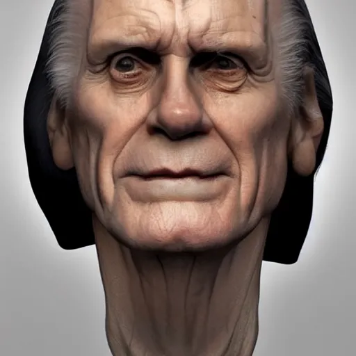 Image similar to hyperrealistic image of jim carey disguised as emperor palpatine, stunning 3 d render, inspired by istvan sandorfi & greg rutkowski & unreal engine, full body shot, perfect symmetry, dim volumetric cinematic lighting, 8 k octane comprehensive render, extremely hyper - detailed, incredibly lifelike attributes, intricate, real flesh texture, masterpiece, artstation, stunning,