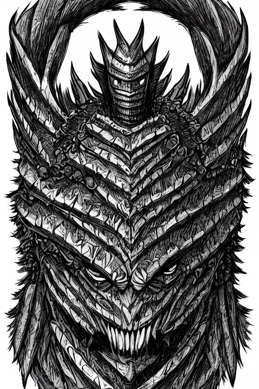 Image similar to armoured warrior thistle monster, symmetrical, highly detailed, digital art, thistle themed armour, sharp focus, trending on art station, kentaro miura manga art style