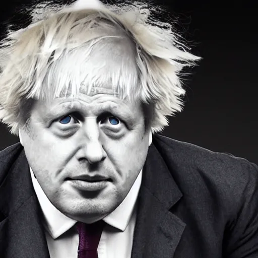 Image similar to boris johnson with huge enormous gigantic untidy hair on a bad hair day from hell. high quality digital art. 4 k render.