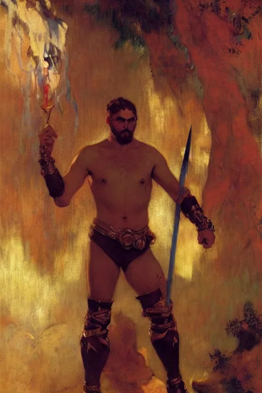 Image similar to male, warrior, arcane : league of legends, painting by gaston bussiere, craig mullins, j. c. leyendecker, edgar degas