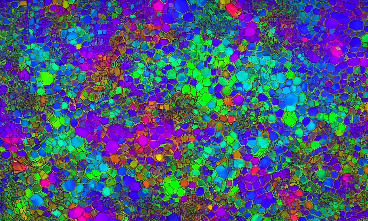 Image similar to reflexion cyberpunk voronoi engine laboratory 3 d volume kaleidoscope digital stylized concept substance liquid, by carl warner and jim woodring, trending on artstation : 1. 5, sweet joy harmony color scheme depth fog overlay multiply photoshop layer