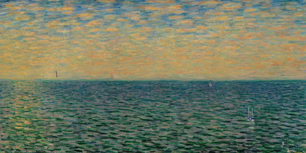 Image similar to Landing of a Falcon 9 in the style of Monet