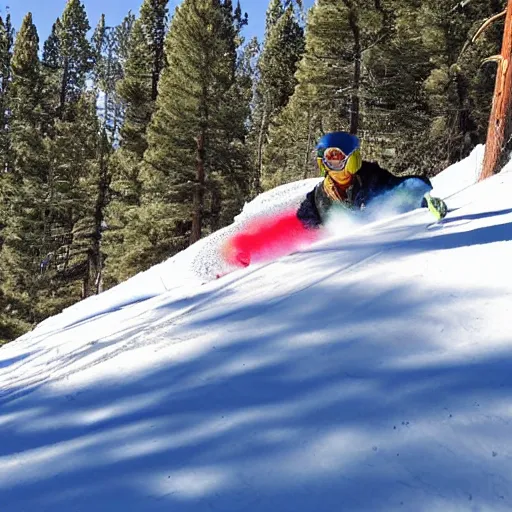 Prompt: bear mountain big bear lake california, skiing