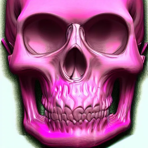 Image similar to 3 d pink skull distorted