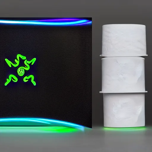 Image similar to toilet paper, gaming, sleek, RGB, product photography, designed by Razer