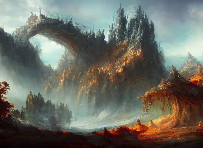 Image similar to a fantasy landscape, trending on artstation
