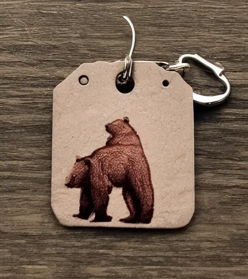 Prompt: keychain of a bear and a salmon