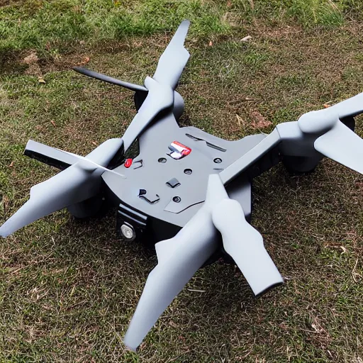 Image similar to brutalist military quadcopter