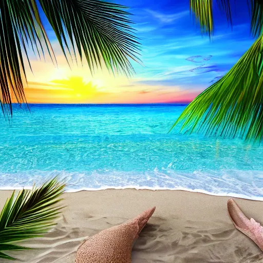 Image similar to very relaxing beach image hd, fully detailed, realistic