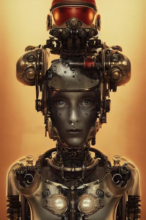 Image similar to a beautiful ultra detailed fine art portrait of a futuristic mechanical cybernetic firefighter cyborg, by tom bagshaw and anna dittman, studio lighting, firefighter, golden ratio composition, 3 5 mm lens, cybernetic scifi, deep depth of field, artstation, 8 k