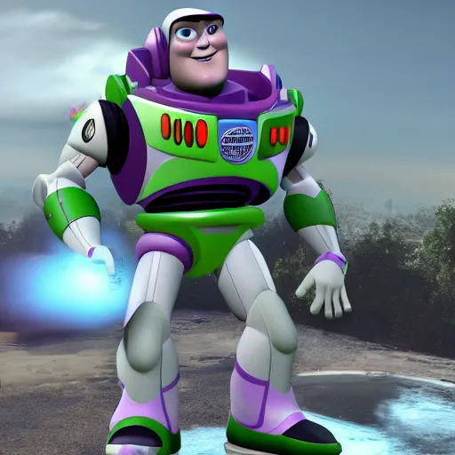 Image similar to Buzz Lightyear in Call of Duty, highly detailed, high quality, HD, 4k, 8k, Canon 300mm, professional photographer, 40mp, lifelike, top-rated, award winning, realistic, sharp, no blur, edited, corrected, trending