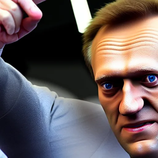 Image similar to alexey navalny takes a selfie in front of dead rotten face of putin in coffin, insane details, clear face and eyes, textured, 8 k, professional photography