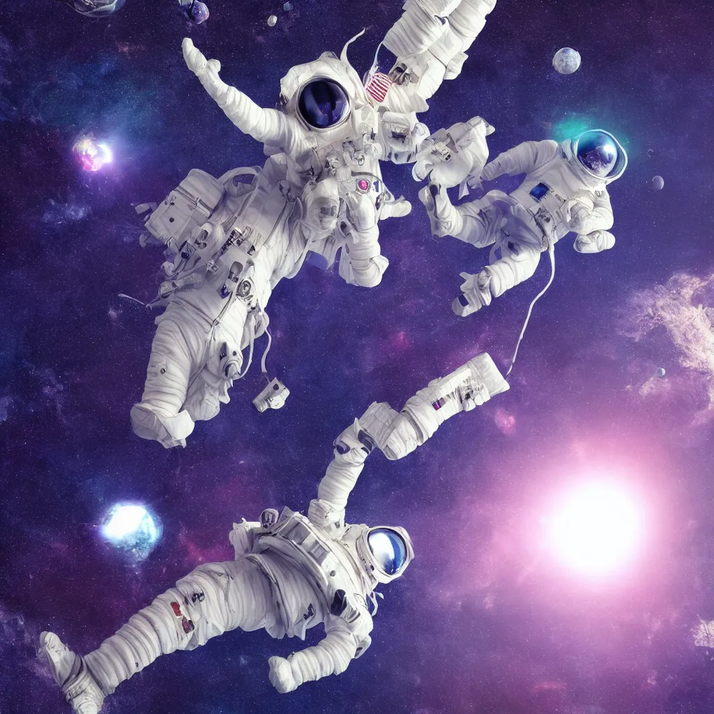 Prompt: Spaceman falling from the sky, vaporwave, hyperrealistic, 3D render, cinematic, digital art, high definition, 8k