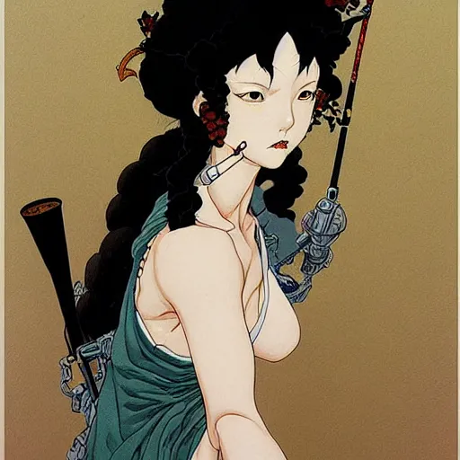 Image similar to prompt : portrait of rogue painted in miyazaki color style drawn by katsuhiro otomo and takato yamamoto, inspired by fables, china doll face, smooth face feature, intricate oil painting, high detail, sharp high detail, manga and anime 2 0 0 0