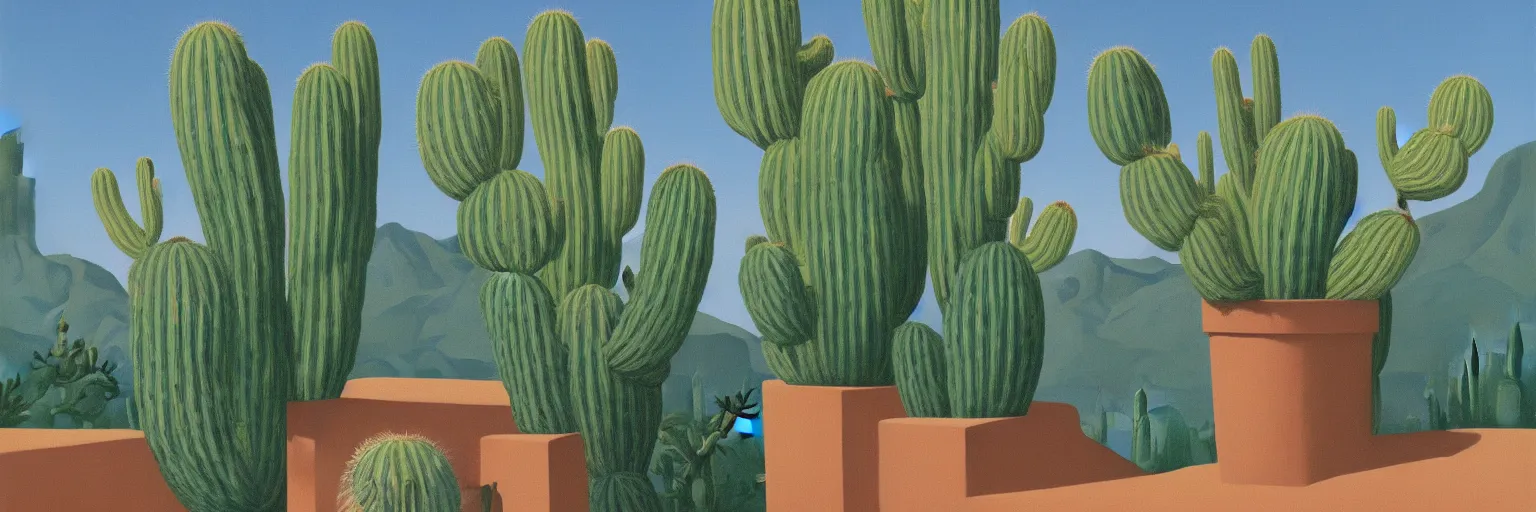Image similar to arizona cactus painting magritte