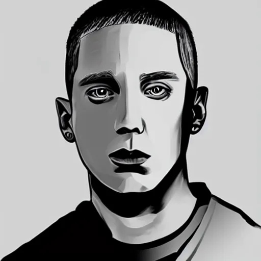Prompt: Minimalist line art of Eminem