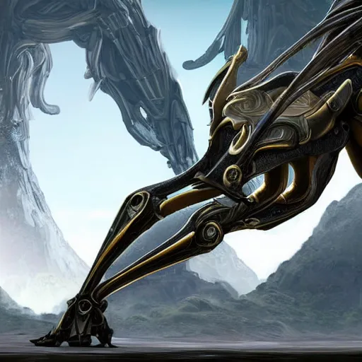 Prompt: high quality bug point of view shot, shrunken on the ground looking up, of a highly detailed beautiful Giant female warframe, but as an anthropomorphic robot female dragon, looming over the view, about to step on view, unaware of your existence, posing elegantly, pov of an ant, sleek armor, highly detailed art, realistic, professional digital art, high end digital art, furry art, DeviantArt, artstation, Furaffinity, 8k HD render, epic lighting