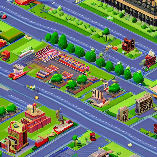 Image similar to simcity isometric cityscape, video game screenshot