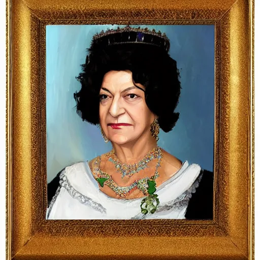 Prompt: portrait of queen shoreh aghdashloo, royal, crown, classic painting