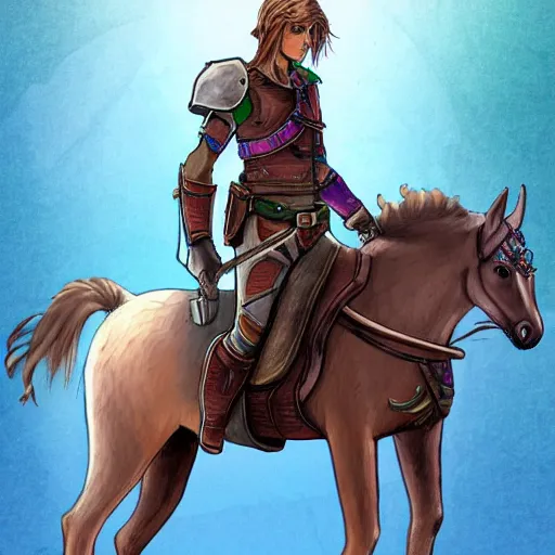 Prompt: Link on Horse :: in biopunk style :: concept art