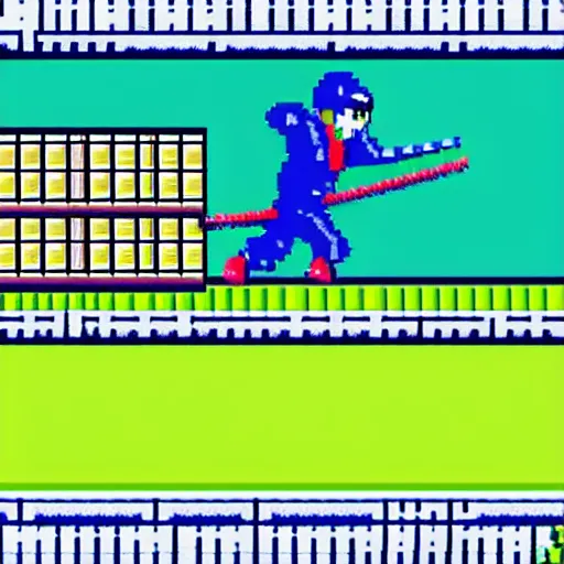 Prompt: 16bit ninja with blue suit, snes style