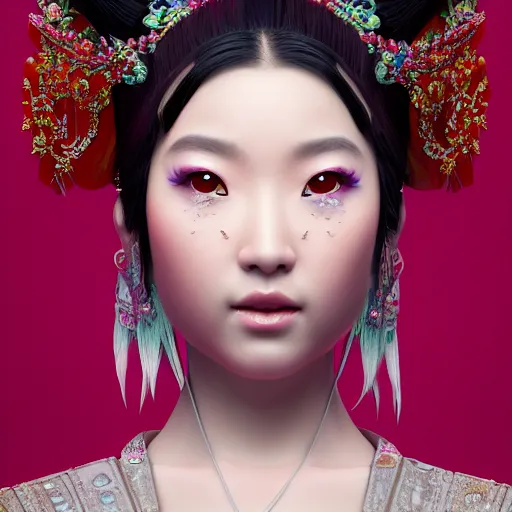 Image similar to a 8 0 megapixel portrait of a pretty princess from the song dynasty, # makeup by ohrai, noriyoshi, rendered in octane 8 k subsurface scattering