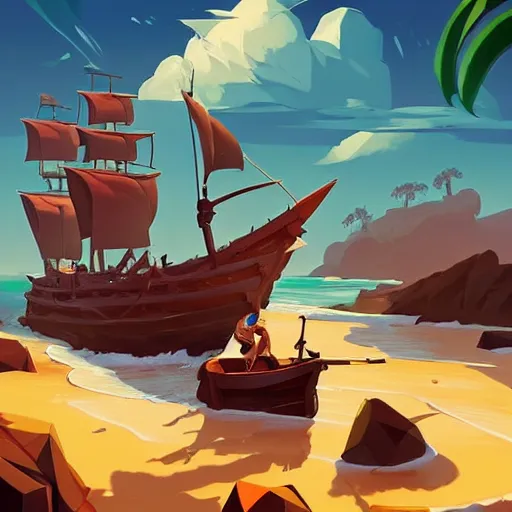 Image similar to painting treasure on sea of thieves game smooth median photoshop filter cutout vector, behance hd by jesper ejsing, by rhads, makoto shinkai and lois van baarle, ilya kuvshinov, rossdraws global illumination