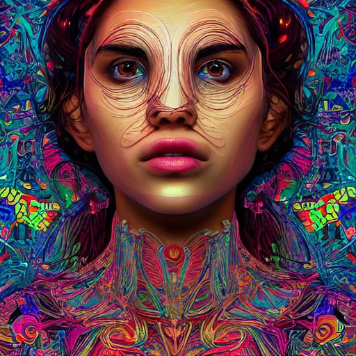 Image similar to the portrait of an incredibly beautiful and sophisticated latina woman partially made of onions of all colors, an ultrafine detailed illustration by james jean, final fantasy, intricate linework, bright colors, behance contest winner, vanitas, angular, altermodern, unreal engine 5 highly rendered, global illumination, radiant light, detailed and intricate environment