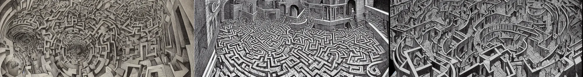 Prompt: a labyrinth by Escher and Francois Schuiten