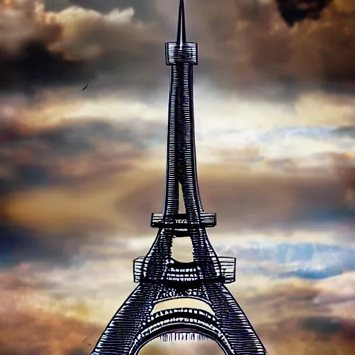 Prompt: spaceship shaped as the eiffel tower